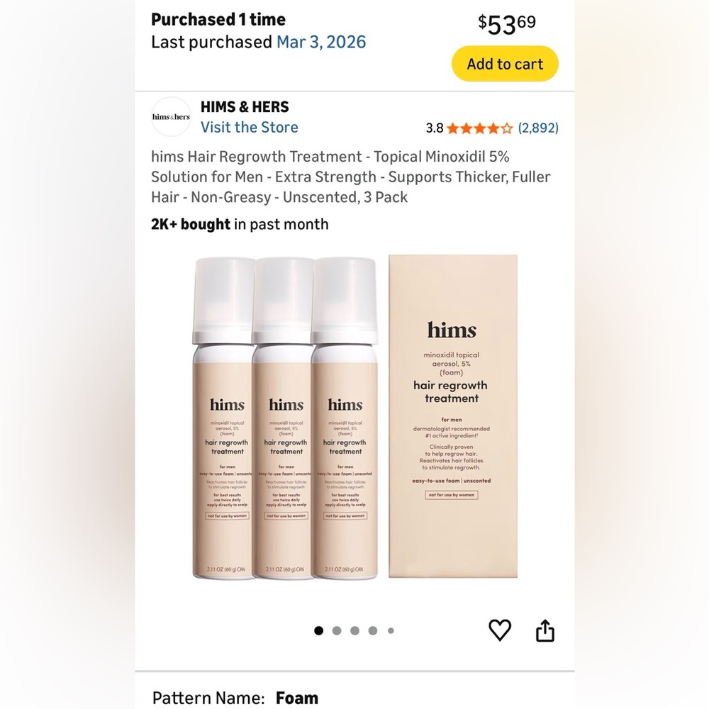 Never used Hims hair treatment!